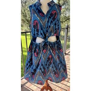 Modcloth Retro "Where My Picnic People?" Magnetic Print Tie Waist Dress Plus Sz